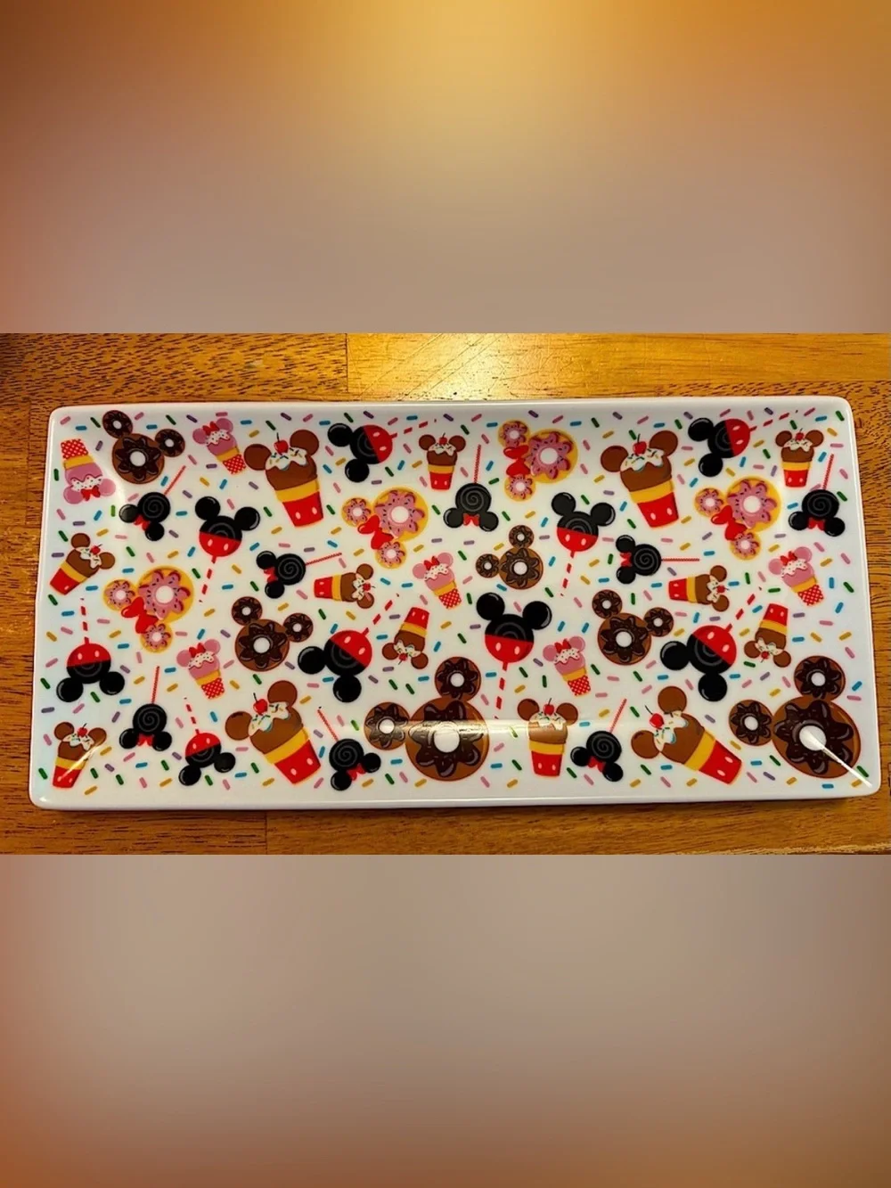 Disney Parks Treats White Rectangular Serving Tray Mickey Mouse Snacks Sprinkles